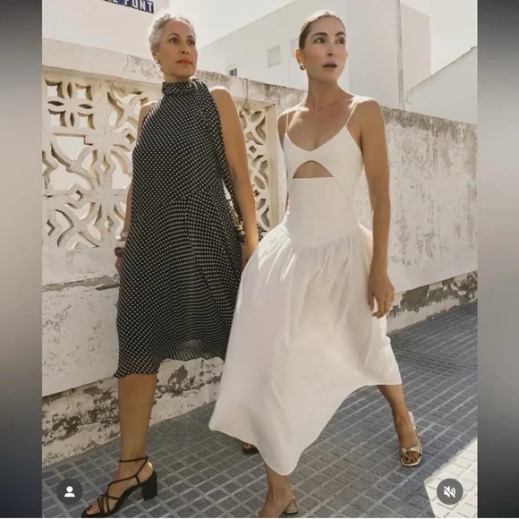 Zara White Cutout Midi Dress - Picture 1 of 6